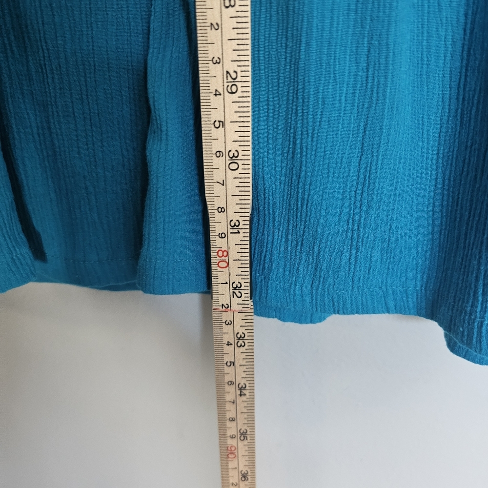 Vintage Gauze Midi Skirt Tagged 20W Fits 2X Turquoise Blue Pockets USA Made - Picture 9 of 12